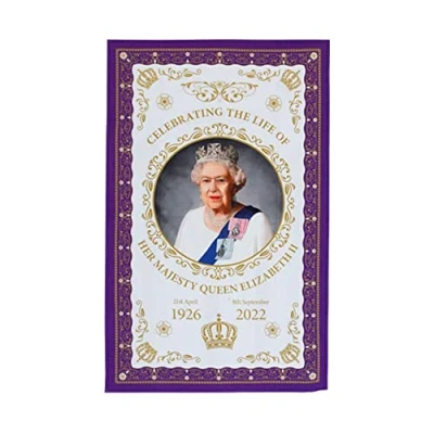 Image of Celebrate the Life of Queen Elizabeth II 1926 2022 Commemorative Tea Towel A Memorable Souvenir Gift for Home Décor Keepsake Collection Ornament (By LILAJ)