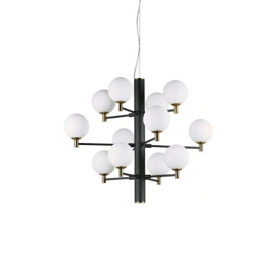 Image of Copernico 12 Light Multi Arm Ceiling Pendant Black, G9