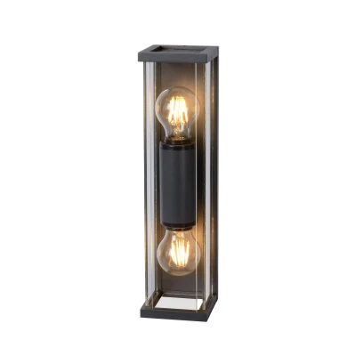 Image of Claire Modern 36cm Twin Wall Lantern Light Outdoor 2xE27 IP54 Anthracite