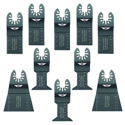 Image of 10 x TopsTools FAKA10F Fast Fit Mix Blades Compatible with Dewalt Stanley Black and Decker Bosch Fein (Non StarLock) Makita Milwaukee Hitachi Parkside Ryobi Worx Workzone Multitool Accessories