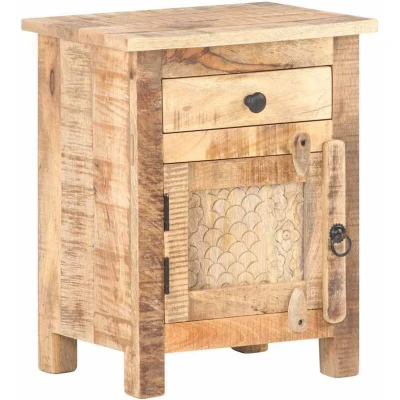 Image of vidaXL Bedside Cabinet 40x30x50 cm Rough Mango Wood