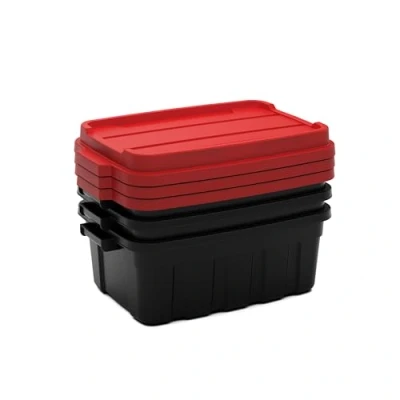 Image of Keter Tuff box 37L Set of 3 Medium Stackable Storage with Lid Black and Red