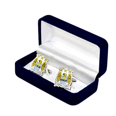 Image of Manchester City FC Mens Official Metal Football Crest Cufflinks (One Size) (Sky Blue/Gold)