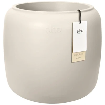 Image of elho Amber Beads Small 40 Plant Pot for Indoor &amp; Outdoor 100% Recycled Plastic Ø 39.2 x H 34.9 cm White/Linen White