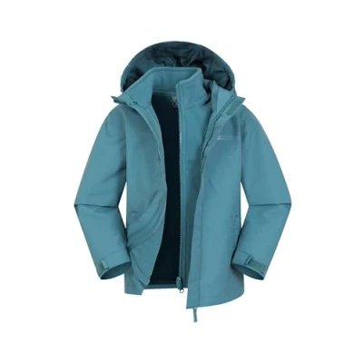 Image of Mountain Warehouse Fell Kids 3 in 1 Jacket Water Resistant Triclimate Raincoat, Detachable Inner Coat &amp; Packaway Hood For Walking, Hiking Outdoors Teal Size 5 6 Years