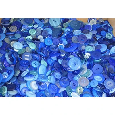 Image of celloexpress Blue Buttons Mixed Sizes of Various for Sewing and Crafting Pack 50g