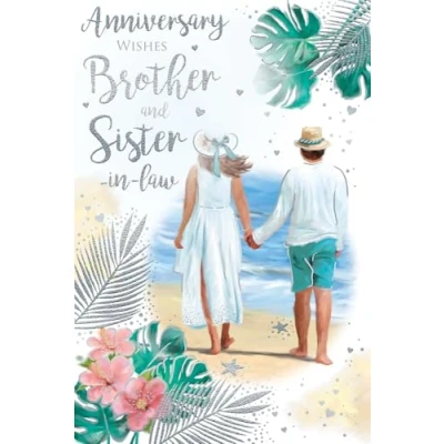 Image of BROTHER &amp; SISTER IN LAW Beach Couple Anniversary card Aura Range