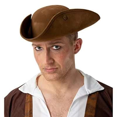 Image of Pirate Hat Super Deluxe Brown Suede Fancy dress accessory
