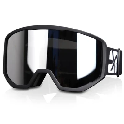 Image of EXP VISION Ski Goggles, Anti fog Snow Snowboard Goggle OTG Dual lens with 100% UV400 Protection for Men Women (Black Frame Silver Lens)