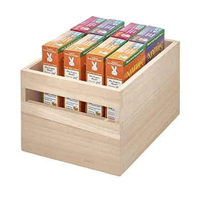 Image of iDesign EcoWood Kitchen Storage Box, Made from Eco Friendly Paulownia Wood, for Kitchens, Bathrooms and More, Beige, 25.4x19.1x15.7cm