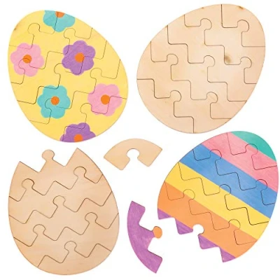 Image of Baker Ross Easter Egg Wooden Puzzles Pack of 5, Crafts for Kids (AT443)
