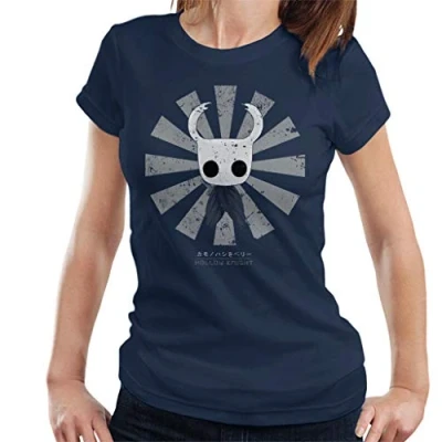 Image of Cloud City 7 Hollow Knight Retro Japanese Women&#039;s T Shirt Navy Blue