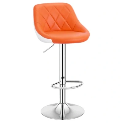 Image of WOLTU Bar Stool Faux Leather Kitchen Barstool Orange Seat Adjust 60 82cm