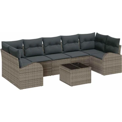 Image of vidaXL Garden Sofa Set with Cushion Manual 8 pcs Grey 55 x 37 cm