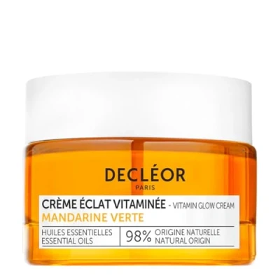 Image of Decléor, Day Cream, Moisturiser, smooths The Appearance of fine Lines, Leaving Skin energised with a Healthy Looking Glow, Green Mandarin Essential Oils and Hyaluronic Acid, Vitamin Glow Cream