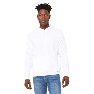 Image of Bella Canvas Mens Poly Cotton Fleece Pullover Hoodie (BC3719) DTG White L