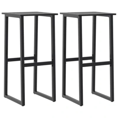 Image of vidaXL Bar Stools Bistro Chair Counter Set Black Powder coated Steel Garden/Patio Seating with Footrests 38x38x80 cm