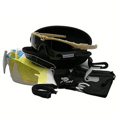 Image of Tactical professional protective glasses BALLISTIC 3.0 Military 100% UV400 TR90 frame goggles shooting gafas outdoor sports hiking cycling Paintball safety eyewear (Khaki Polarized)