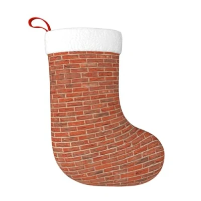 Image of Red Brick Wall Texture Print Christmas Stocking Stockings,Xmas Decorations Fireplace Hanging Stockings Family Holiday