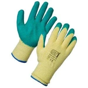 Image of Supertouch Latex Coated Rubber Safety Gloves 1 Pair Green 7/Small