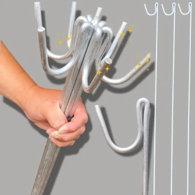 Image of Smith &amp; Barker GALVANISED 10 x Premium Long Life Fencing Pins For Temporary Outdoor Garden Barrier Plastic Netting Mesh Shepherds Crook Fence Stakes Posts Metal
