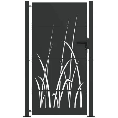 Image of Garden Gate Black 105 x 175 cm Powder coated steel Vidaxl