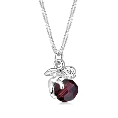 Image of Elli Necklace Women Angel Pendant with Crystals in 925 Sterling Silver