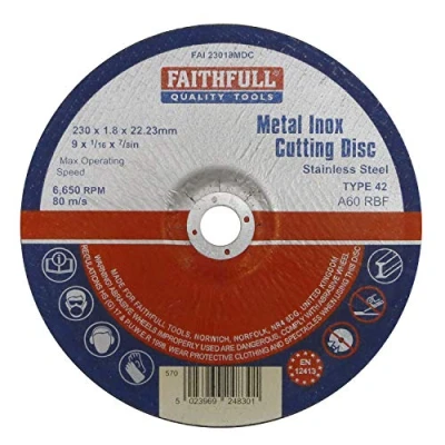 Image of Faithfull FAI23018MDC Stainless Steel Cutting Disc Depressed Centre 230 x 1.8 22.23