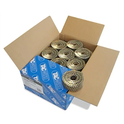 Image of Tacwise 0421 Bright Flat Top Coil Nails Type 2.5 x 45 mm, Diamond Point, Ring Shank, 16 Inclined, Wire Collated, Pack of 9000