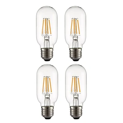 Image of TEKLED® T45 Filament Vintage DIMMABLE LED Bulbs Tubular E27 Edison Screw Energy Saving 4W Light Bulb 40W Equivalent Clear 2700K 470LM 4 Pack Warm White