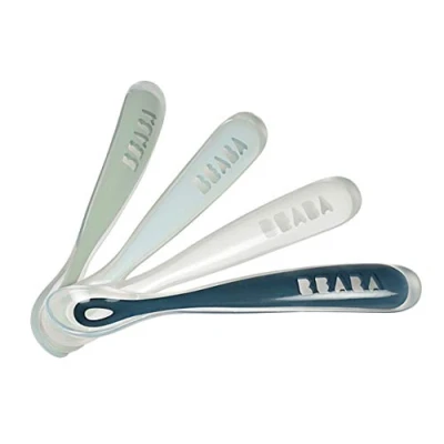 Image of BÉABA Baby Spoons Silicone weaning spoon Set of 4 1st stage Rainbow