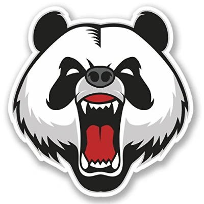 Image of 2 x Angry Panda Vinyl Sticker iPad Laptop Helmet Skateboard Car Bike Bear #4366 (10cm 10cm)