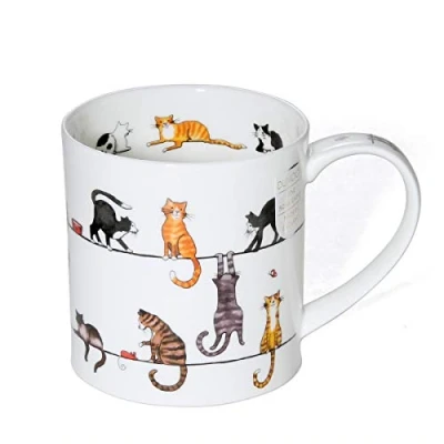 Image of Dunoon OR LIVW CA Live Wires Cats Bone China Mug Orkney Shape 0.35l