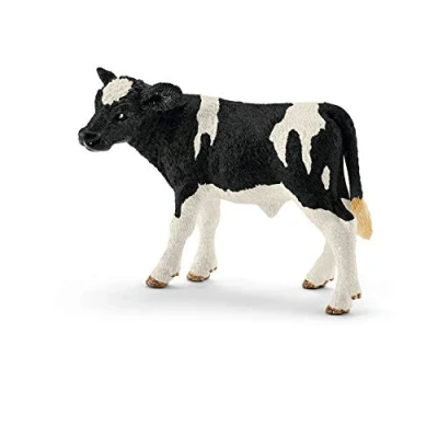 Image of Schleich 13798 Holstein Calf Farm World Toy Figure, Realistic Animal Figurine for Kids Ages 3 8