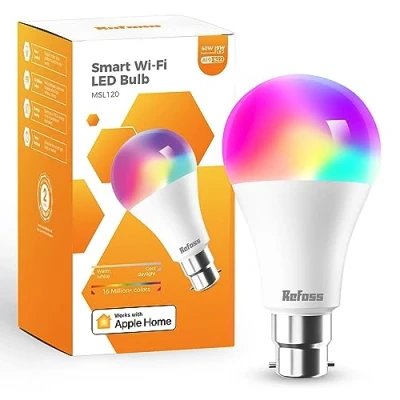 Image of Refoss Smart Bulb Alexa Light B22 Works with Apple HomeKit, Alexa, Google Home, Siri Colour Changing Light, Dimmable Warm White WiFi 9W (60W Equivalent) 810LM 1 Pack