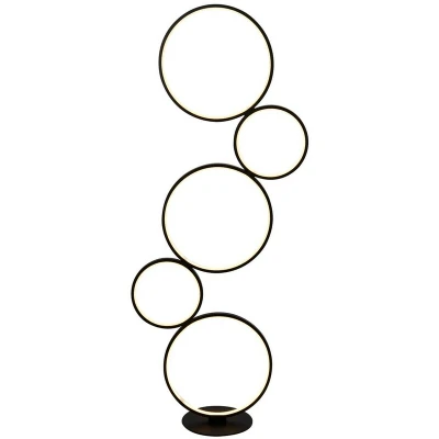 Image of 5 Light Led Ring Floor Light, Matt Black