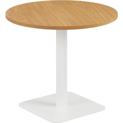 Image of Vivace 800mm Mid Table Oak Top and White Legs Ref CH2694WHNO