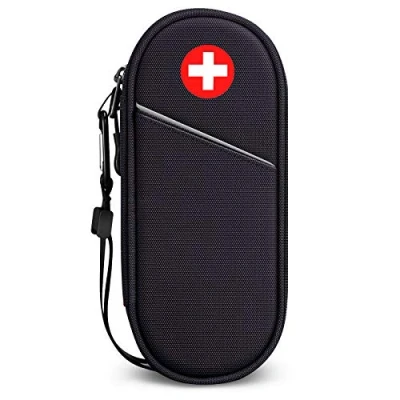 Image of SITHON EpiPen Medical Carrying Case Insulated, Travel Medication Organizer Bag Emergency Pouch Holds 2 EpiPens, Asthma Inhaler, Anti Histamine, Auvi Q, Allergy Medicine Essentials, (Black)