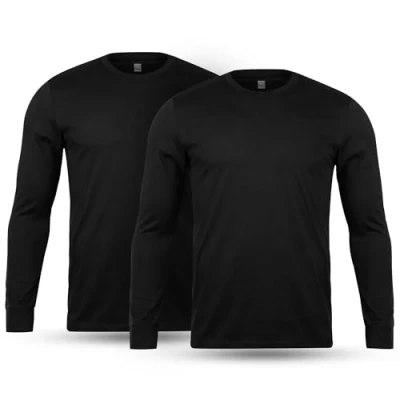 Image of Orbiz Thread Linens 2 Pack Thermal Underwear Mens Full Long Sleeve Vest Top Base Layer Thermals Men Tops Body Warmer Size S XXL Black