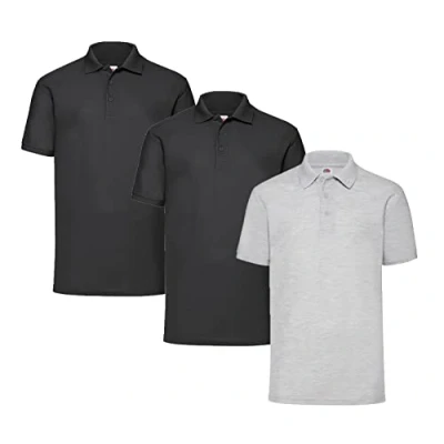 Image of Fruit of the Loom Men&#039;s Polo Shirt (Pack 3), XXXXX Large