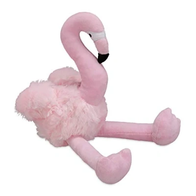 Image of Relaxdays Flamingo Doorstop, Fabric, 23 cm Tall, Heavy, for Floor, Indoors, Decorative Animal Door Stop, Soft, Pink, Polyester 50% Sand