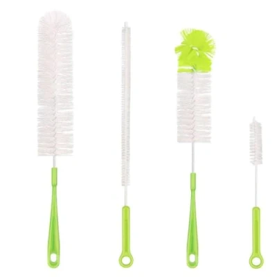 Image of Qisan 4Pcs Bottle Cleaning Brush Set Multipurpose Brushes Long Water Cleaners Green