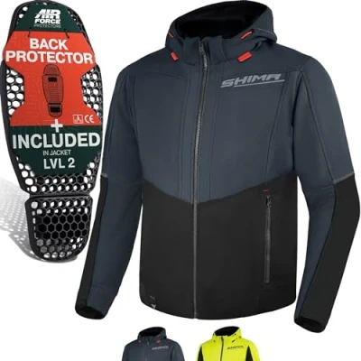 Image of SHIMA DAYBREAKER Men Motorcycle Hoodie for FiberQL Aramid and Cooling layer, CE Back, Shoulder, Elbow Protectors, Zipper Snap Closure (Grey, XXL)