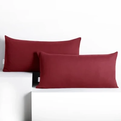 Image of DecoKing 2 cushion covers 40 x 80 cm cotton zip Bordeaux Amber