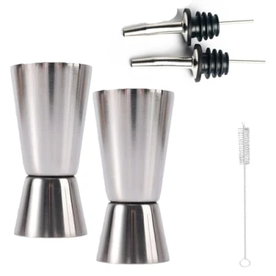Image of 5 Pcs 25ml/50ml Spirit Measure, Stainless Steel Jigger Dual Measure Cup Double for Bar Cocktail Shot