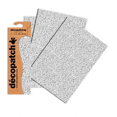 Image of Décopatch Ref C771O French Writing Paper Pack Each Sheet 30 x 40cm, of 3 Sheets Best Used With Décopach Glue &amp; Varnish, Black White
