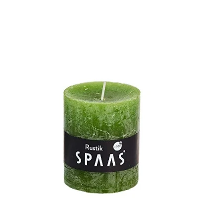 Image of Spaas 8 Rustic Unscented Pillar Candles 68/80 mm, ± 30 Hours, Olive Green