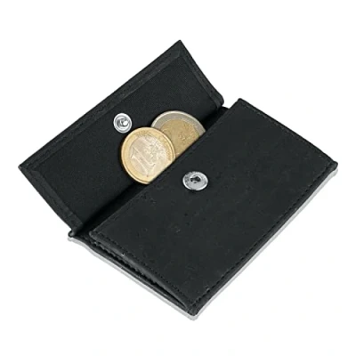 Image of ZNAP Airtag Premium Leather RFID Blocking Slim Wallet, Black, 10 Coin Capacity, Unisex Adults