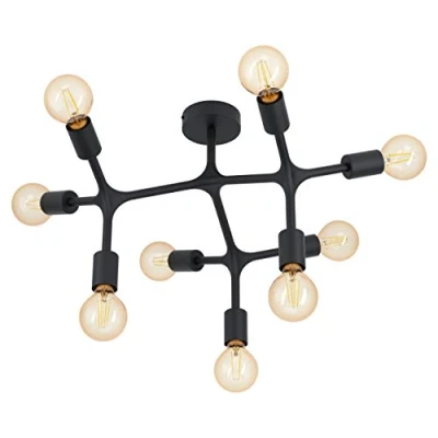 Image of EGLO Bocadella 1 ceiling lamp in black, 9 bulb