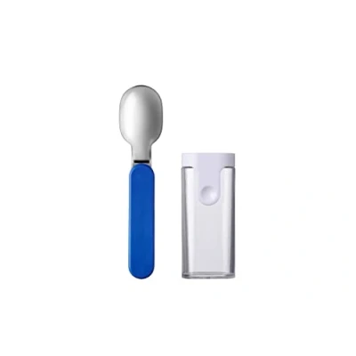 Image of Mepal Folding Spoon Ellipse Reusable to Go Foldable for Yoghurt Cup Cutlery Travel Including Storage Case Stainless Steel Vivid Blue